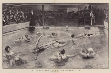 Ein Wasserballspiel in einem Londoner Schwimmclub